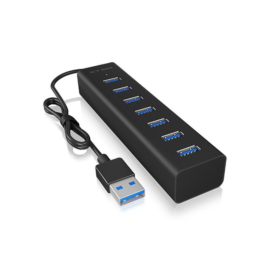 ICY BOX IB-HUB1700-U3 7-port hub with USB Type-A interface and power supply
