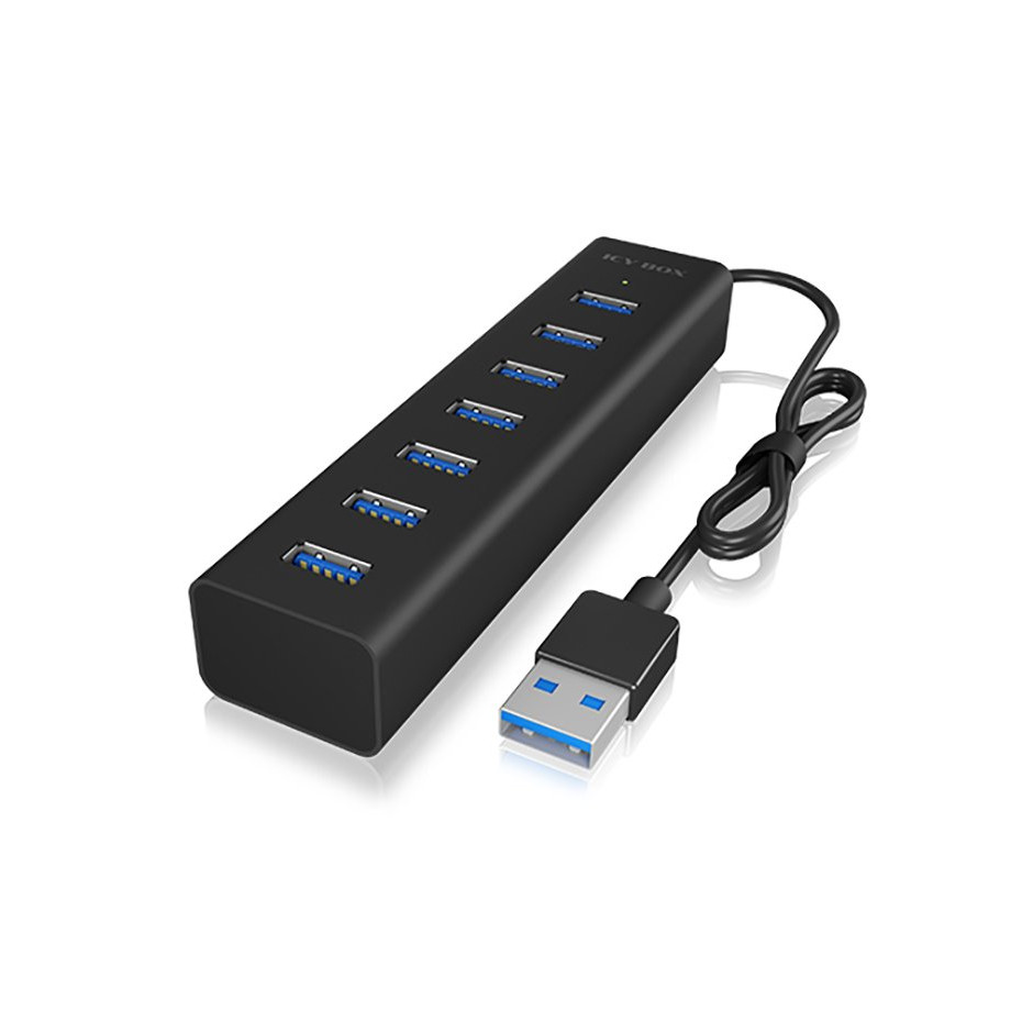 ICY BOX IB-HUB1700-U3 7-port hub with USB Type-A interface and power supply
