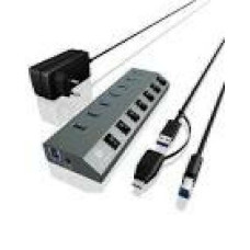ICY BOX IB-HUB1701-C3 7-port hub with USB 3.0 Type-C and Type-A interface and BC 1.2 support