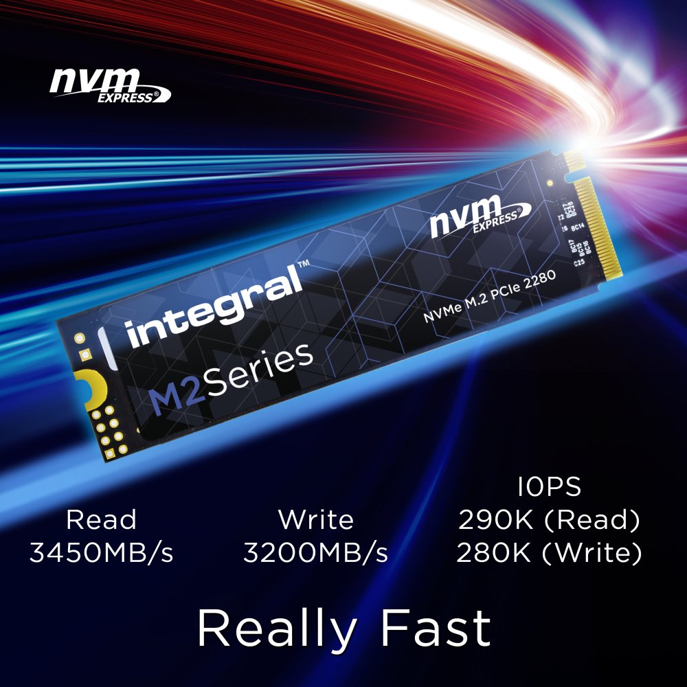 INTEGRAL SSD 1TB - 1024GB SSD M.2 2280 NVME 1.4 PCIe Gen3x4 R-3450MB/s W-3200MB/s M2