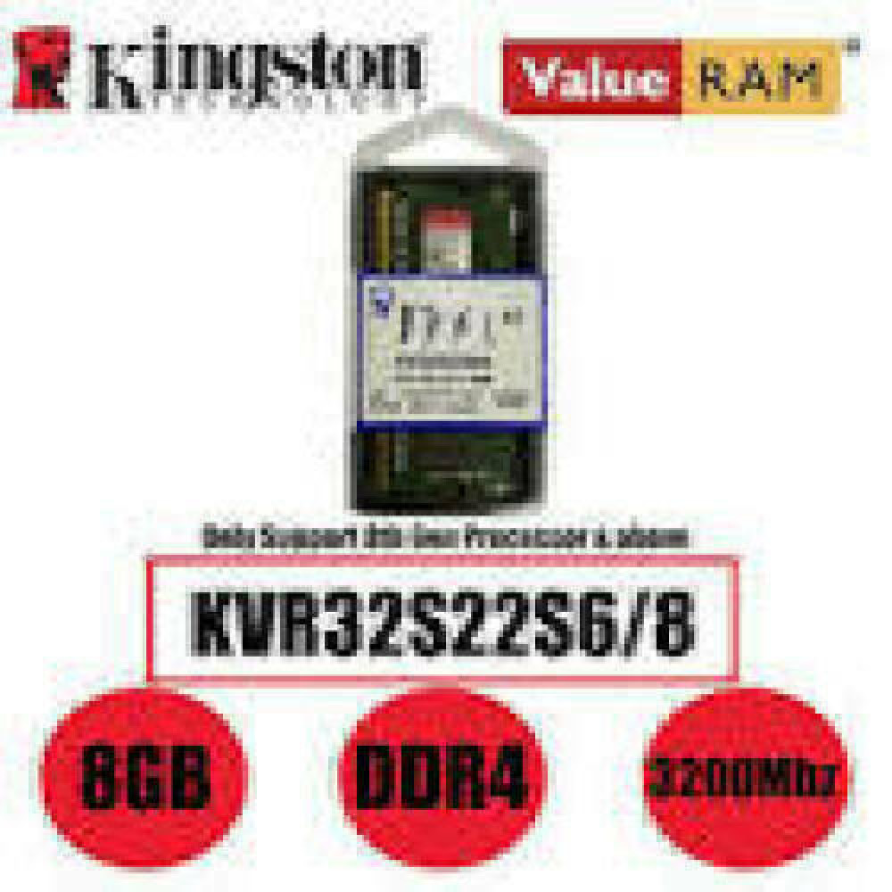KINGSTON 8GB 3200MHz DDR4 Non-ECC CL22 SODIMM 1Rx16
