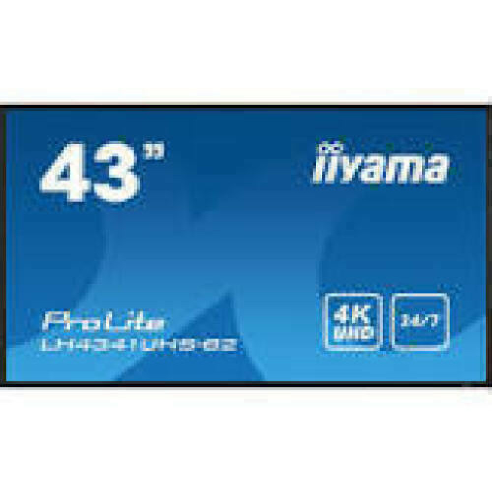 IIYAMA LH4341UHS-B2 43inch 3840x2160 4K UHD IPS panel 1precent Haze Landscape and Portrait mode Speakers 2x 10W VGA 3x HDMI 500cd/m2