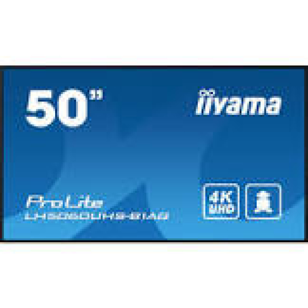 IIYAMA LH5060UHS-B1AG 50inch 3840x2160 UHD IPS panel Haze 25perc 500cd/m2 Landscape and Portrait Speakers 2x 10W 3x HDMI USB 2.0