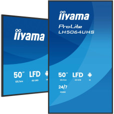 IIYAMA LH5064UHS-B1AG 50inch 3840x2160 UHD IPS DLED panel Haze 25percent 500cd/m2 Landscape and Portrait Speakers 2x 10W 2x HDMIx 1x