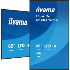 IIYAMA LH6564UHS-B1AG 65inch 3840x2160 UHD VA DLED panel Haze 25percent 500cd/m2 Landscape and Portrait Speakers 2x 10W 2x HDMIx 1x