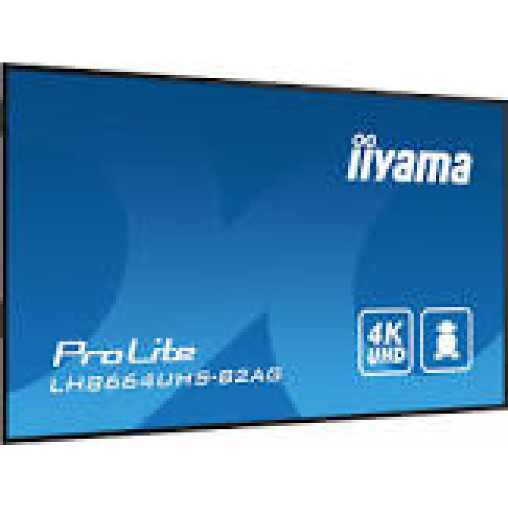 IIYAMA LH8664UHS-B2AG 86inch 3840x2160 UHD IPS panel Haze 25perc 500cd/m2 Landscape and Portrait Speakers 2x10W 3xHDMI USB 2.0