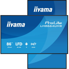 IIYAMA LH8664UHS-B3AG 86inch 3840x2160 UHD IPS panel Haze 25perc 500cd/m Landscape and Portrait Speakers 2x 10W 2x HDMI 1x USB-C DP