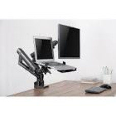 GEMBIRD Desk mounted adjustable monitor arm with notebook tray - full-motion