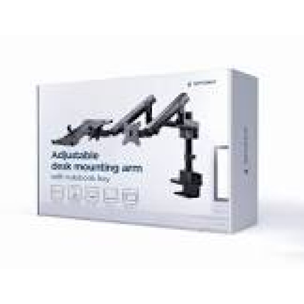 GEMBIRD Desk mounted adjustable monitor arm with notebook tray - full-motion