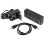 NATEC NHU-1557 Hub USB 3.0 Mantis2 4-ports on/off with AC Adapter Black