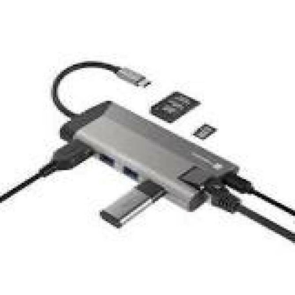 NATEC multiport Fowler Plus USB-C->HUB USB 3.0 3x HDMI 4K USB-C PD RJ45 SD Micro SD