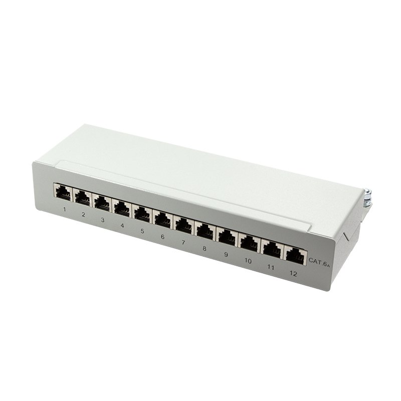 LOGILINK NP0019 - Patch Panel Desktop Cat.6A STP 12 ports grey