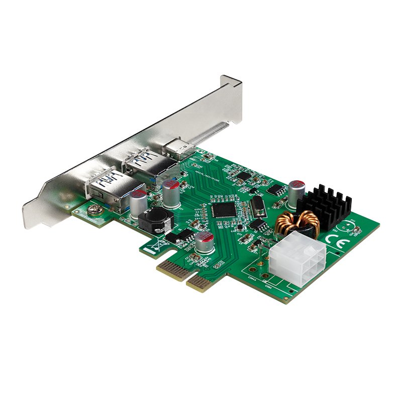 LOGILINK PC0090 PCI Express Card USB 3.2 Gen1x1 1x USB-C PD 3.0 and 2x USB 3.0