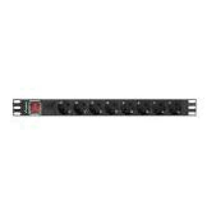 LANBERG PDU 19inch 1U 16A 8x French socket 2m black