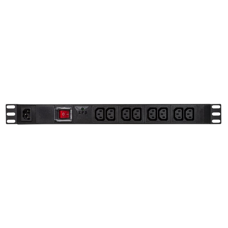 LOGILINK PDU8A02 19inch PDU 8-way C13 with surge protection and switch