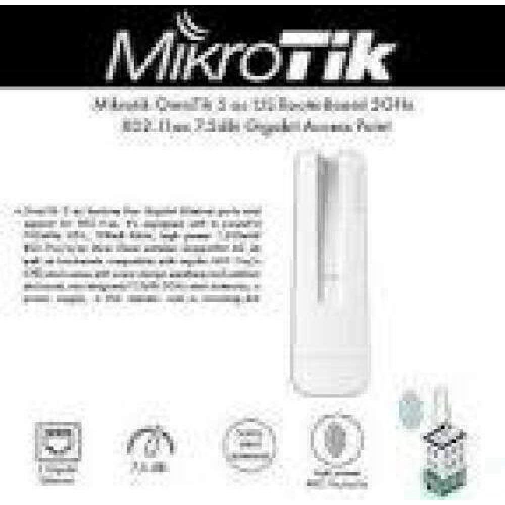 MIKROTIK RBOmniTikG-5HacD OmniTIK 5 ac 5GHz 802.11a/n/ac Outdoor AP 7.5dBi 5GHz omni antennas