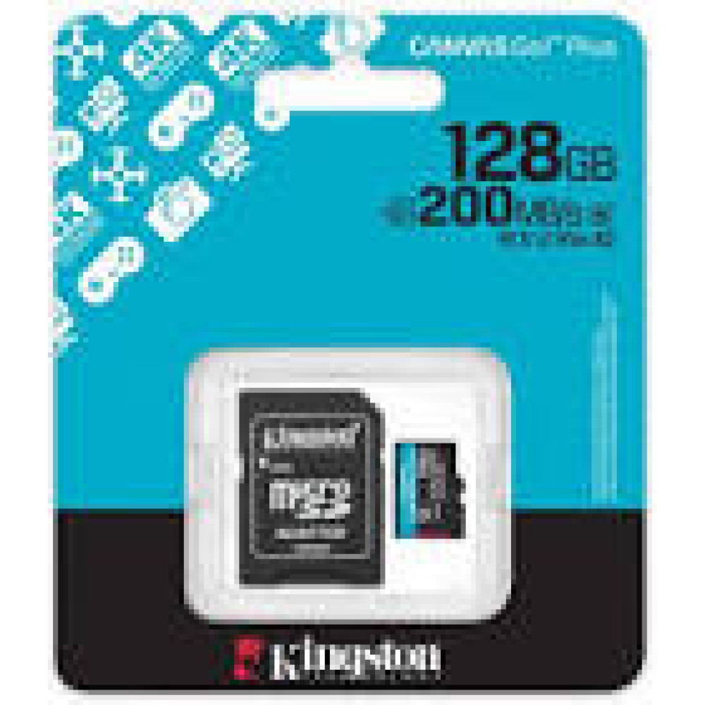 KINGSTON 128GB microSDXC Canvas Go Plus Gen4 200MB/s A2 U3 V30 Card + Adapter