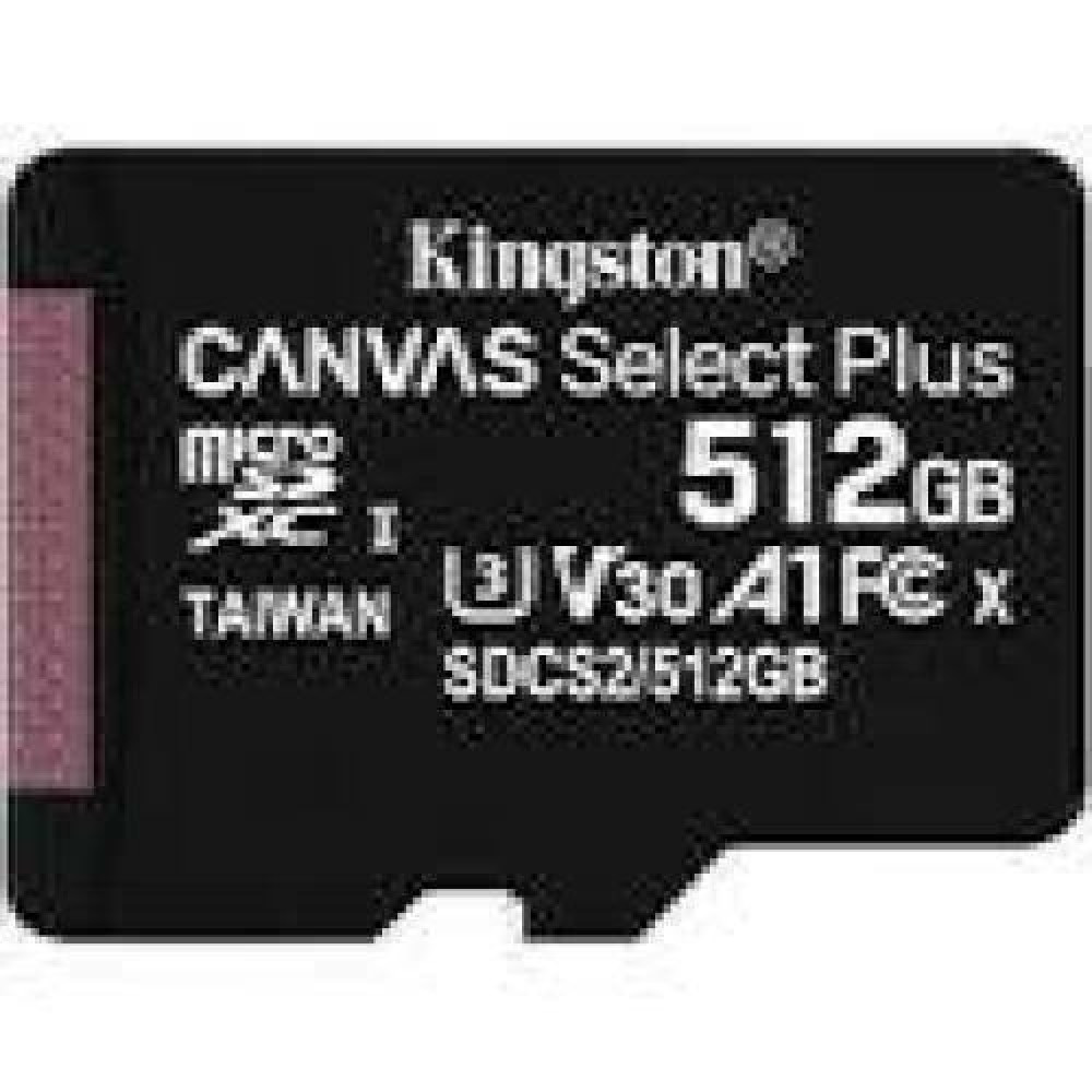 KINGSTON 512GB microSDXC Canvas Select Plus 100R A1 C10 Card + ADP
