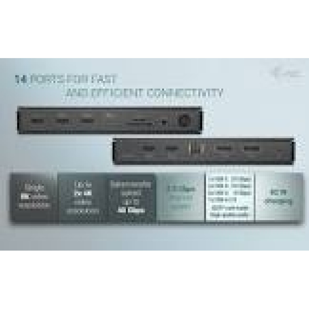 I-TEC Thunderbolt4 3xDisplay DS 2xHDMI 1xTB3 1x2.5GLAN 1xUSB-C Gen2 2xUSB-A Gen2 2xUSB-A Gen1 SD+TF Cardreader 1x Audio/Mic PD 96W