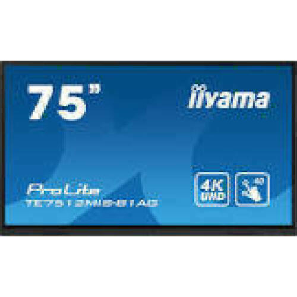 IIYAMA TE7512MIS-B1AG X 76inch Touchpanel 4K IPS 400cd 40touch points IR VGA HDMIx3 USB-Cx1 spakers 2x16W