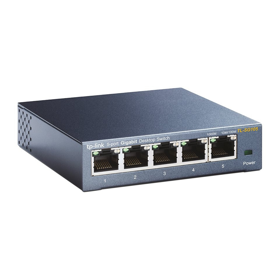 TP-LINK 5-port Metal Gigabit Switch 5 10/100/1000M RJ45 ports supports GMP Snooping IEEE 802.1p QoS Plug and Play metal case