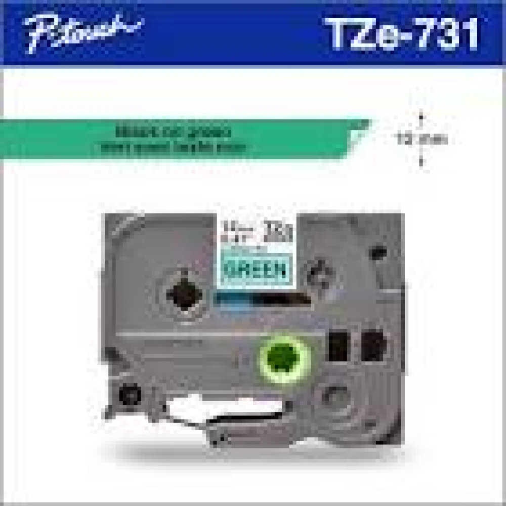 BROTHER P-Touch TZE-731 black on green 12mm