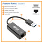 EATON TRIPPLITE USB 3.0 to Gigabit Ethernet NIC Network Adapter 10/100/1000Mbps Black