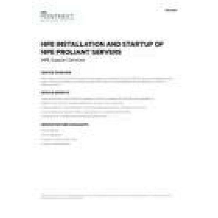 HPE INSTALLATION / STARTUP FOR PROLIANT SERVERS