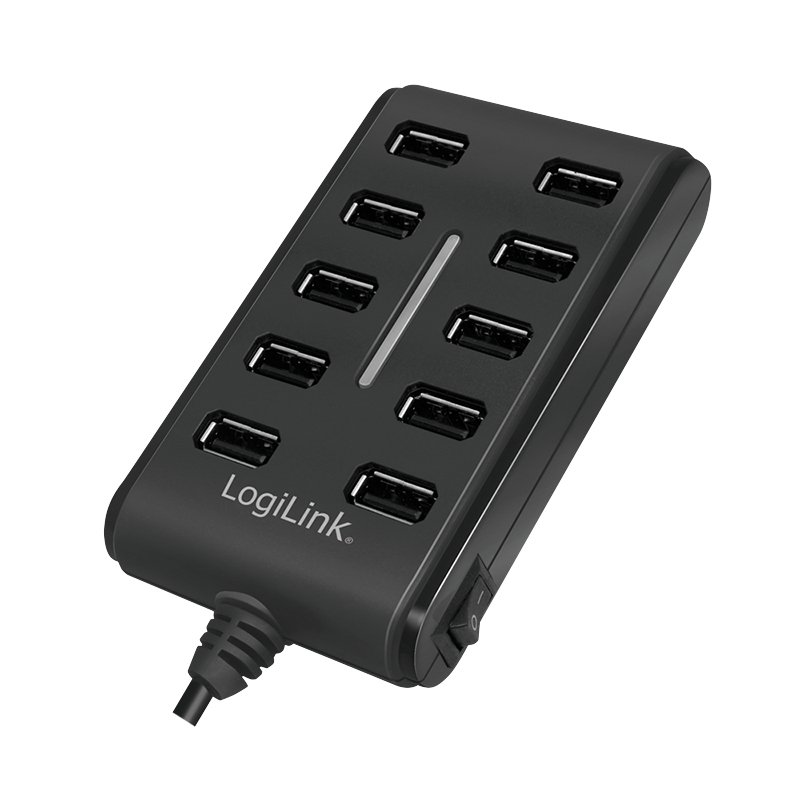 LOGILINK UA0125 10-Port USB2.0 Hub with switch ON / OFF
