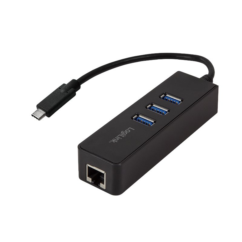 LOGILINK UA0283 - USB 3.0 type c to gigabit adapter to 1x RJ45 and 3x USB 3.0 type A