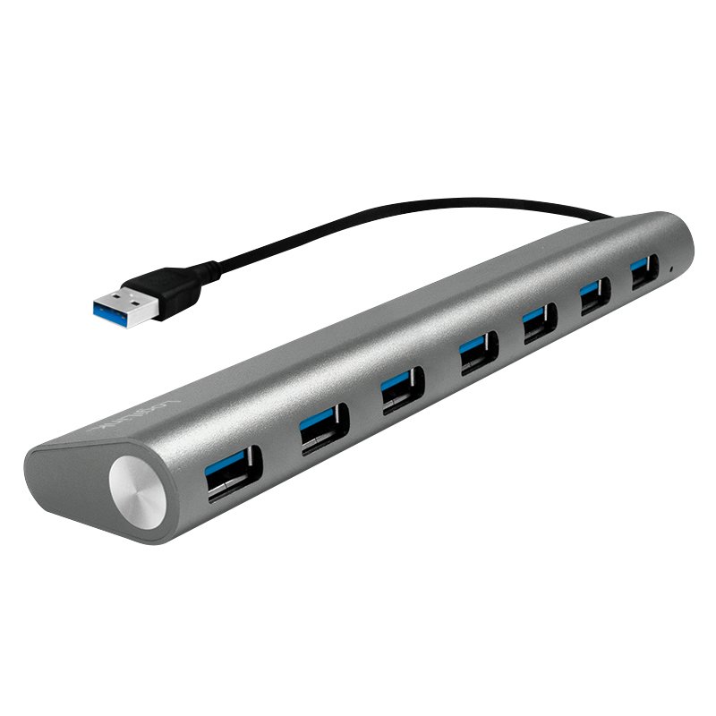 LOGILINK UA0308 - USB 3.0 hub 7 port with card reader aluminum casing grey