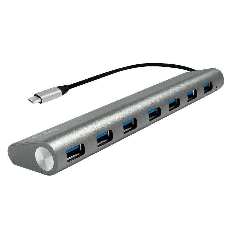 LOGILINK UA0310- USB-C 3.1 hub. 7 port. aluminum casing. grey