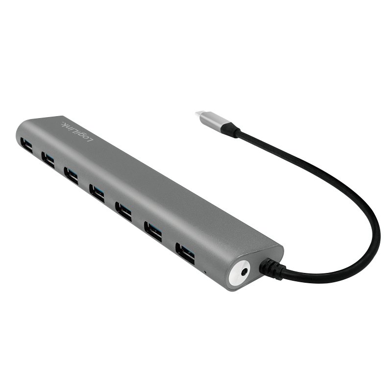 LOGILINK UA0310- USB-C 3.1 hub. 7 port. aluminum casing. grey