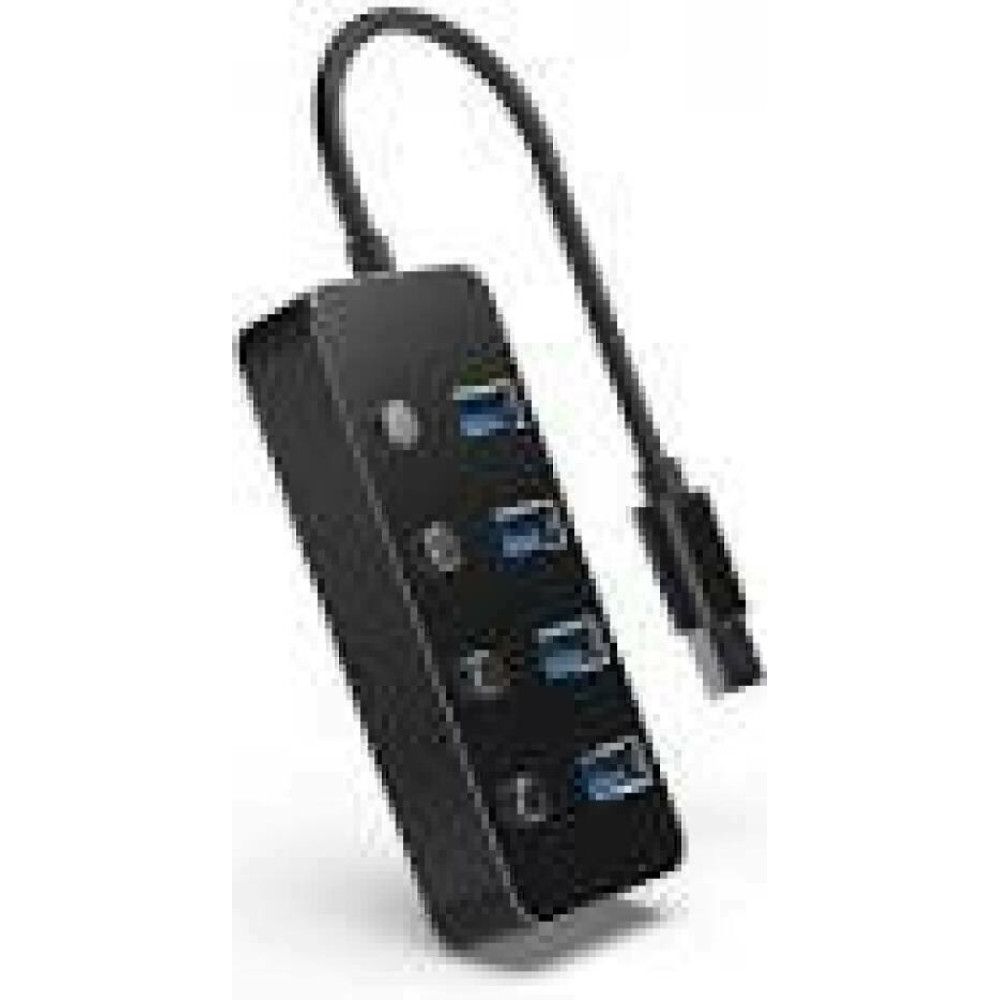 GEMBIRD USB 3.1 Gen 1 4-port hub with switches black