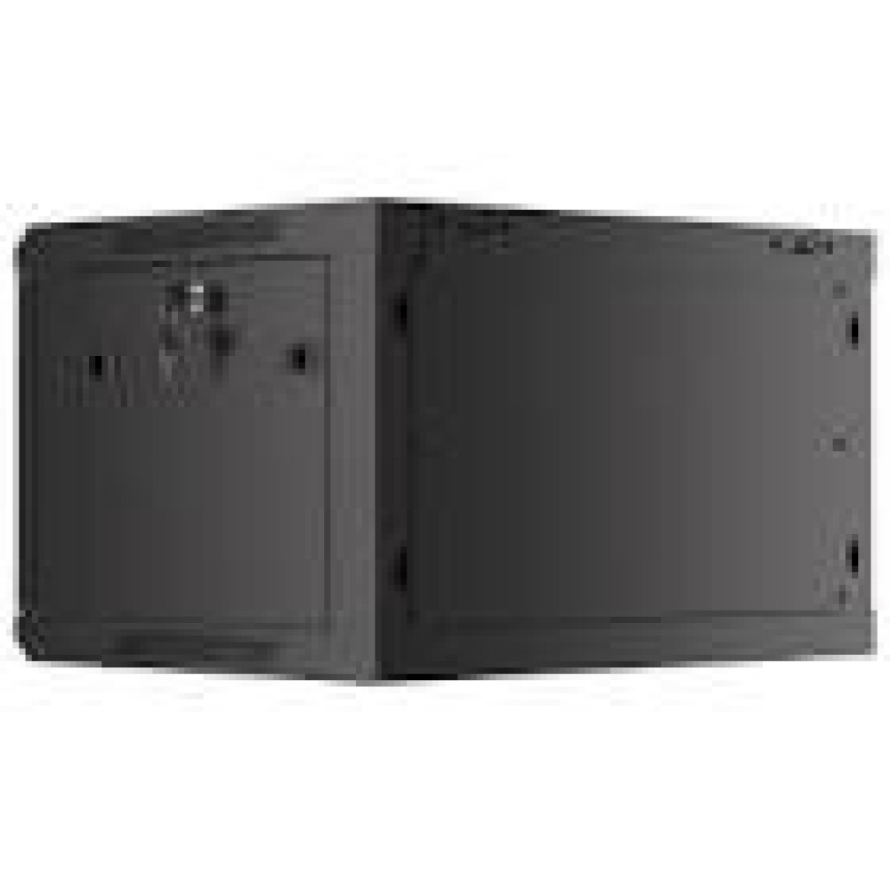 LANBERG Wall mount cabinet 19inch 6U 600x450 steel doors black flat pack