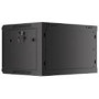 LANBERG Wall mount cabinet 19inch 6U 600x450 steel doors black flat pack