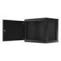 LANBERG Wall mount cabinet 19inch 9U 600x450 steel doors black flat pack