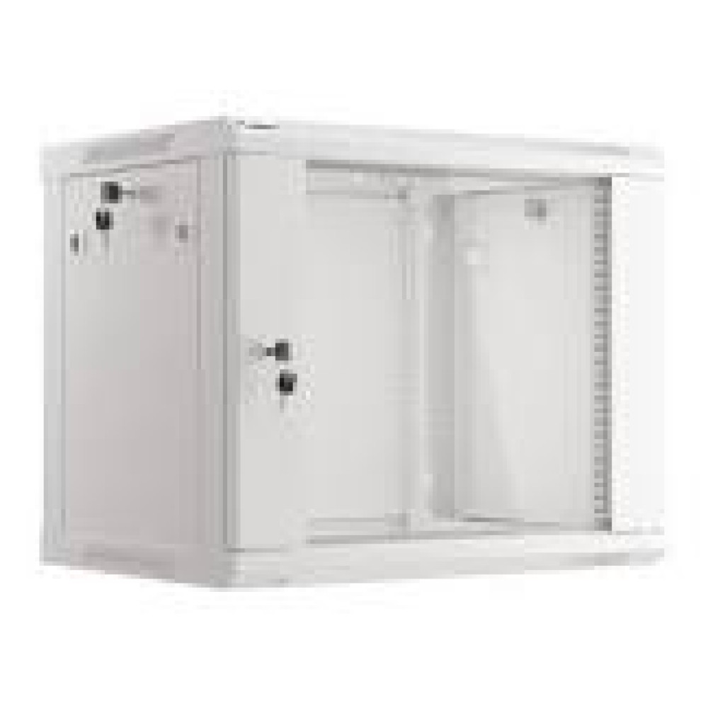 LANBERG Wall mount cabinet 19inch 9U 600x450 steel doors grey flat pack