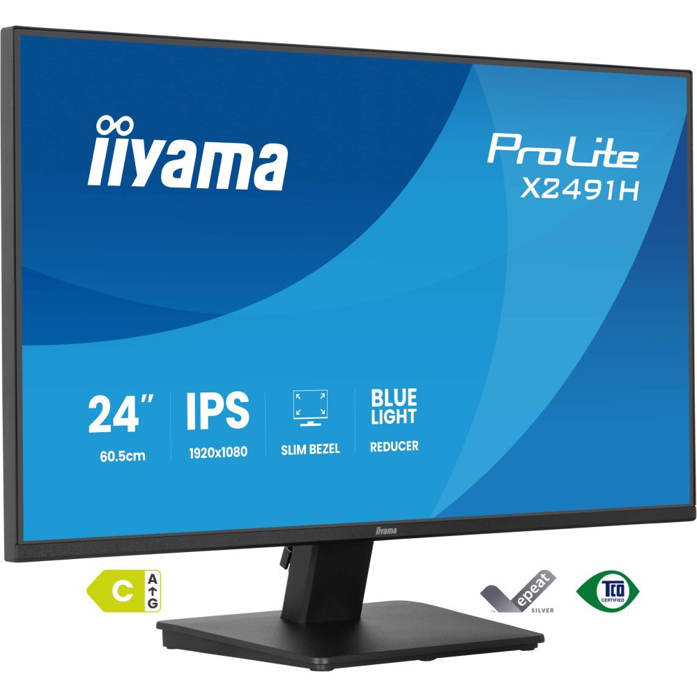 IIYAMA X2491H-B1 24inch IPS-panel 1920x1080 120Hz 1ms MPRT 350cd/m HDMI DisplayPort 15mc Height Adj. Stand