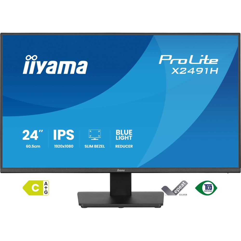 IIYAMA X2491H-B1 24inch IPS-panel 1920x1080 120Hz 1ms MPRT 350cd/m HDMI DisplayPort 15mc Height Adj. Stand