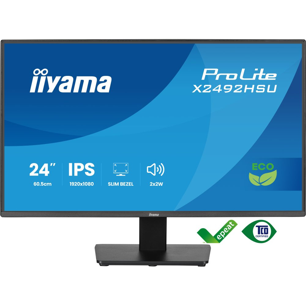IIYAMA X2492HSU-B1 24inch IPS FHD 4-side slim bezel EyeSafe 2.0 120Hz 300cd/m2 3ms HDMI DP USB 2x3.2 Speakers