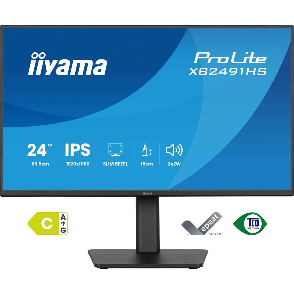 IIYAMA XB2491HS-B1 24inch IPS-panel 1920x1080 120Hz 15mc Height Adj. Stand 1ms MPRT 350cd/m HDMI DisplayPort Speakers
