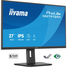 IIYAMA XB2797QSN-B1 27inch IPS-panel 2560x1440 EyeComfort 15cm Height Adj. Stand USB-C Dock LAN/65W PD/DP-OUT USB v.3.2 1ms