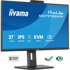 IIYAMA XB2797QSNPH-B1 27inch IPS QHD EyeComfort 15cm Height Adj. Stand USB-C Dock LAN/96W PD/DP-OUT Webcam 5MP Windows Hello 1ms