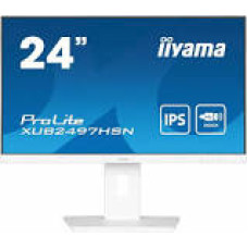 IIYAMA XUB2497HSN-W2 24inch IPS FHD 300cd/m2 1ms HDMI DP DP OUT 3xUSB 3.2 USB C 7.5W LAN Speakers 15cm Height Adj. Stand White (P)