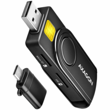 Axagon Compact travel USB-A + USB-C contact Smart / ID card and SD / microSD / SIM card reader.