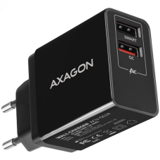 Dual wallcharger <240V / 2x USB port QC3.0/AFC/FCP + 5V-1.2A. 24W total power.