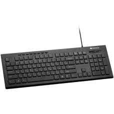 CANYON Multimedia wired keyboard, 104 keys, slim and brushed finish design, white backlight, chocolate key caps, RU layout (black)
