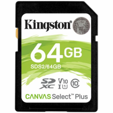 Kingston 64GB SDXC Canvas Select Plus 100R C10 UHS-I U1 V10, EAN: 740617297973
