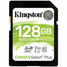 Kingston 128GB SDXC Canvas Select Plus 100R C10 UHS-I U3 V30, EAN: 740617298055